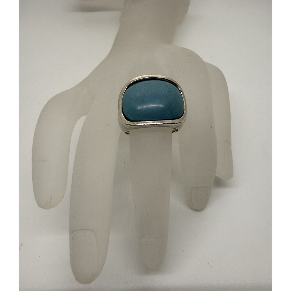 Sterling Silver Blue Stone Lab Ring High-quality British-Made 925A Size‎ 8.25